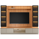 Ver imagem 1 de Rack com Painel e 2 Cristaleiras 2 Portas com LED Magnata Canela/Gris