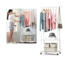 Ver imagem 1 de Arara Organizadora De Roupas e Sapatos Movel Com Rodas Prateleiras Cabideiro Casa Closet Sapateira
