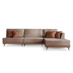 Sofá 2 e 3 Lugares Luxo Modulado Linho Marrom 3,0m Chaise Ld - 2