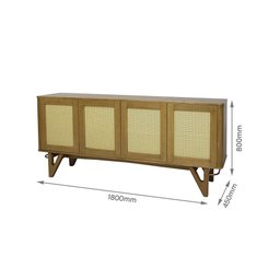 Balcão Buffet de Madeira Maciça Prime Wood 4 Portas com Tela - 8