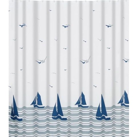 Cortina Box Poliéster 198x180cm Barco Azul Uzoo
