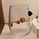 Ver imagem 2 de Vaso Decorativo em Vidro Transparente com Detalhes Preto e Âmbar 23,5cm LR0058 Btc