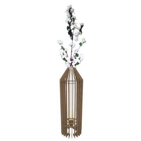 Vaso de Chão Decorativo Grande Mdf Penedo:marrom/75x20cm