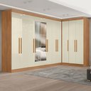 Ver imagem 1 de Guarda-Roupa Modulado de Canto com Puxadores MDF e Espelho Paris Off White/Cinamomo