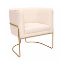 Ver imagem 2 de Kit 2 Poltronas Mono Base Aço Ouro Bouclé Off White - Sallar Home