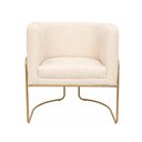 Ver imagem 3 de Kit 2 Poltronas Mono Base Aço Ouro Bouclé Off White - Sallar Home