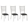 Kit 3 cadeiras Laura cromada para cozinha-assento preto - 1