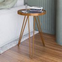 Ver imagem 7 de Mesa Lateral Tripé Linea em Aço Estilo Industrial Tampo Redondo com Espelho - Cobre - Lh Móveis