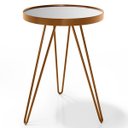 Ver mais imagens de Mesa Lateral Tripé Linea em Aço Estilo Industrial Tampo Redondo com Espelho - Cobre - Lh Móveis