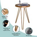 Ver imagem 3 de Mesa Lateral Tripé Linea em Aço Estilo Industrial Tampo Redondo com Espelho - Cobre - Lh Móveis