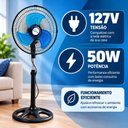 Ver imagem 6 de Ventilador Chao Pedestal Turbo Oscilante Aluminio Silencioso Profissional Altura Ajustavel Portatil