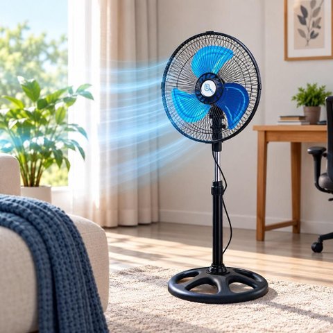 Ventilador Chao Pedestal Turbo Oscilante Aluminio Silencioso Profissional Altura Ajustavel Portatil