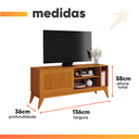 Ver imagem 3 de Rack Bancada para Tv até 55 Polegadas 1,36m Ripado Impressão 3d 1 Porta Cedro Aruba Edn