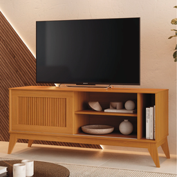 Rack Bancada para Tv até 55 Polegadas 1,36m Ripado Impressão 3d 1 Porta Cedro Aruba Edn - 2