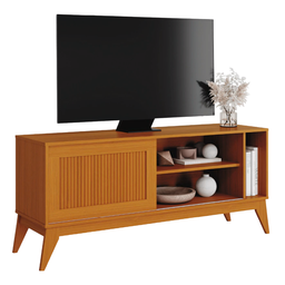 Rack Bancada para Tv até 55 Polegadas 1,36m Ripado Impressão 3d 1 Porta Cedro Aruba Edn - 1