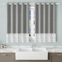 Ver imagem 4 de Cortina Valência 2,60x1,50 Tecido/Renda Cozinha - Cinza