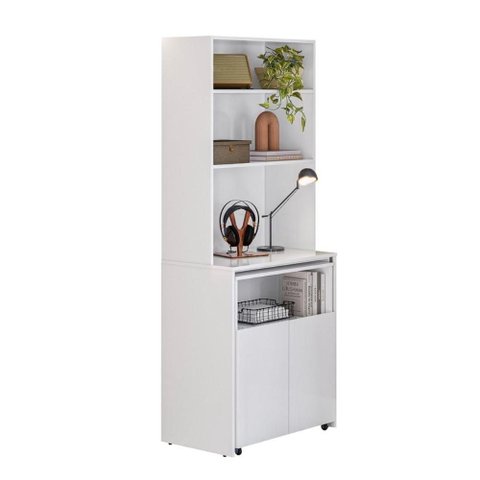 Mesa com Estante Escritório Veneza Branco