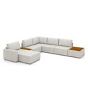 Ver imagem 1 de Sofá de Canto Decorativo Sala de Estar 715cm Modulado Takashi Cm Chaise e Puffs Bouclê Off White G45