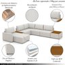Sofá de Canto Decorativo Sala de Estar 715cm Modulado Takashi Cm Chaise e Puffs Bouclê Off White G45 - 3