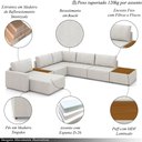 Ver imagem 3 de Sofá de Canto Decorativo Sala de Estar 715cm Modulado Takashi Cm Chaise e Puffs Bouclê Off White G45