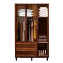 Ver imagem 3 de Guarda-roupa Solteiro Petersburgo Madeira Maciça 7 Portas 2 Gavetas 2 Prateleiras com Espelho Imbuia