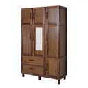 Ver imagem 2 de Guarda-roupa Solteiro Petersburgo Madeira Maciça 7 Portas 2 Gavetas 2 Prateleiras com Espelho Imbuia