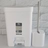 Conjunto para Banheiro Lixeira de Pedal 12L Trium e Escova Sanitária com Suporte Dual Branco OU - 2