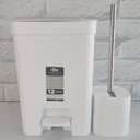 Ver imagem 2 de Conjunto para Banheiro Lixeira de Pedal 12L Trium e Escova Sanitária com Suporte Dual Branco OU