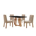 Ver imagem 1 de Conjunto Sala de Jantar Mesa Florença 140x80cm Preto com 4 Cadeiras Dallas Veludo Bege