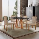 Ver imagem 2 de Conjunto Sala de Jantar Mesa Florença 140x80cm Preto com 4 Cadeiras Dallas Veludo Bege