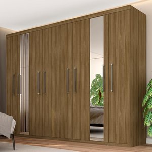 Guarda Roupa Casal Emanuelly 8 Portas com Espelho Lateral Boreal - Móveis Arapongas