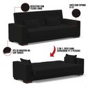 Ver imagem 5 de Sofá Cama 02 Lugares Linho Preto A79 Pés De Madeira
