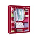 Ver imagem 4 de Guarda Roupa Cabideiro Portatil Prateleiras Dobravel Armario Arara Grande Organizador Vermelho