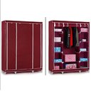 Ver imagem 3 de Guarda Roupa Cabideiro Portatil Prateleiras Dobravel Armario Arara Grande Organizador Vermelho