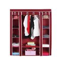 Ver imagem 1 de Guarda Roupa Cabideiro Portatil Prateleiras Dobravel Armario Arara Grande Organizador Vermelho
