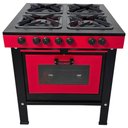 Ver imagem 1 de Fogão a Gás 4 Bocas com Forno Cefaz Linha Chef Vermelho e Preto