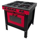 Ver imagem 3 de Fogão a Gás 4 Bocas com Forno Cefaz Linha Chef Vermelho e Preto