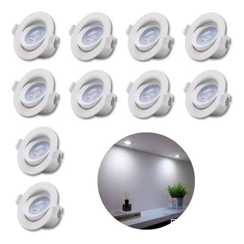 - 10x Spot Redondo Embutir Sanca 7w Direcionavel Mr11 Dicroica