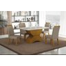 Conjunto Sala de Jantar Atenas Mesa Freijo/Off White 1,20m C/ 4 Cadeiras Joli Camurça Moveis Leifer  - 1