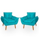 Ver imagem 1 de Kit 2 Poltrona Opala Azul Tiffany Suede Decorativa para Sala Escritório Biselos-decor