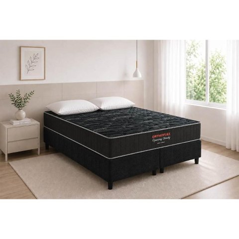 Cama Box Crc King +Colchão Molas Opening Orthoflex 193x203