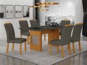 Ver imagem 1 de Conjunto Sala de Jantar Lara 1,60m com 6 Cadeiras Clara Plus Cinamomo/Chumbo/Joli Chumbo
