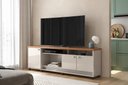 Ver imagem 3 de Bancada Dallas Suporte para Tvs C/ 3 Portas e Nichos - Off White Perolizado/jequitiba