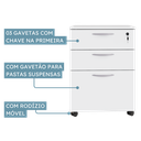 Ver imagem 4 de Gaveteiro 3 Gavetas com Chave Yescasa Cinza