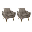 Ver imagem 1 de Kit 02 Poltrona/cadeira Decorativa Glamour Capuccino com Pés Quadrado Capuccino
