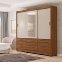 Ver imagem 1 de Guarda-Roupa MDF 3 Portas de Correr Flex Color Espelho 7 Gavetas 1 Sapateira e 8 Pés Luiza Panan Móv