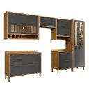 Ver imagem 3 de Cozinha Completa Modulada 100% MDF 6 Peças Amêndoa Chumbo Vicenza