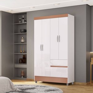 Guarda Roupa Pequeno Ideal 4 Portas e 2 Gavetas para Quarto de Hospedes
