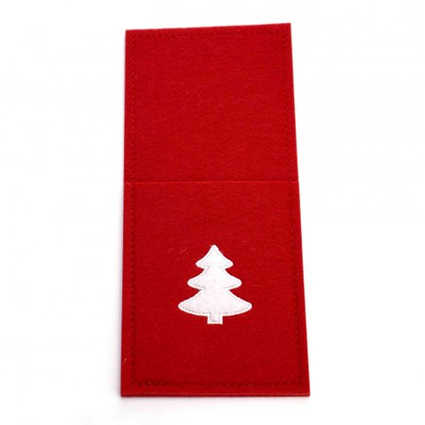 Porta talher de Natal Árvore Vermelho e Branco 23x10cm -D’Rossi