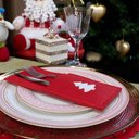 Ver imagem 2 de Porta talher de Natal Árvore Vermelho e Branco 23x10cm -D’Rossi